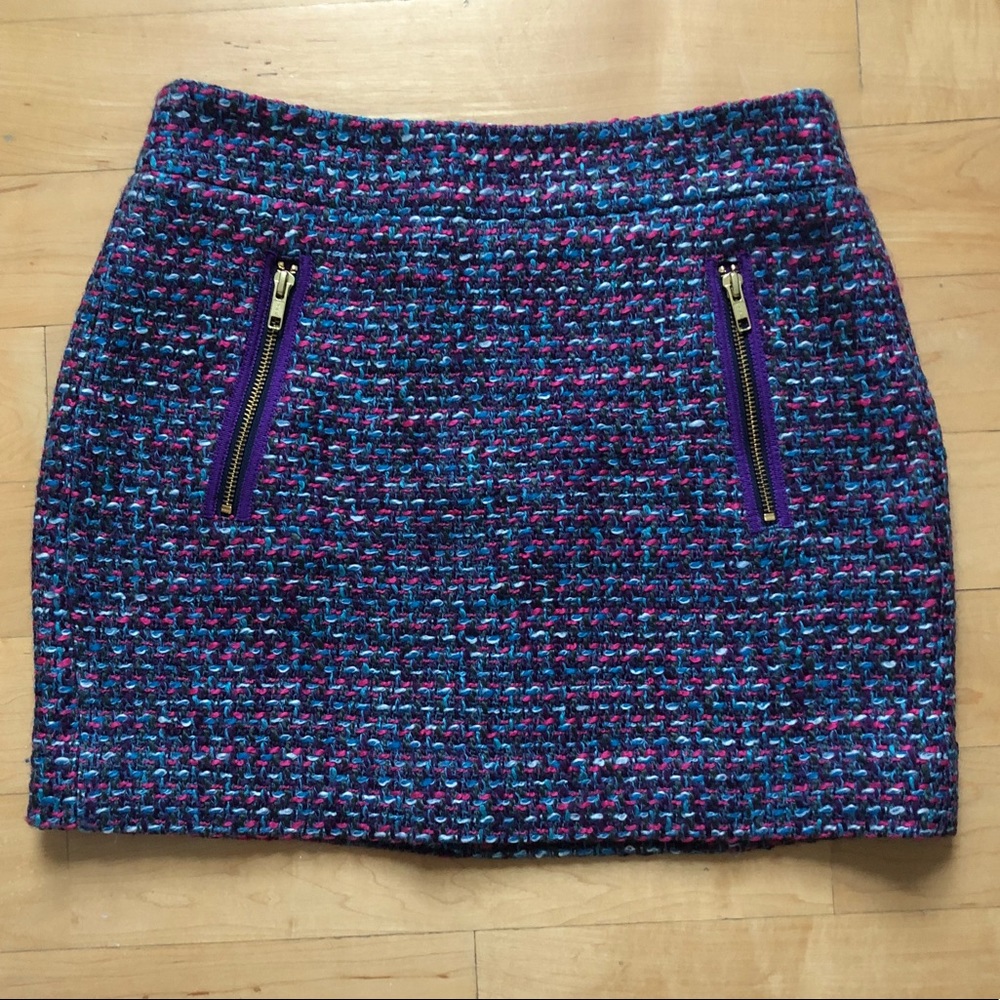 Woven multicolored mini skirt with zipper detail